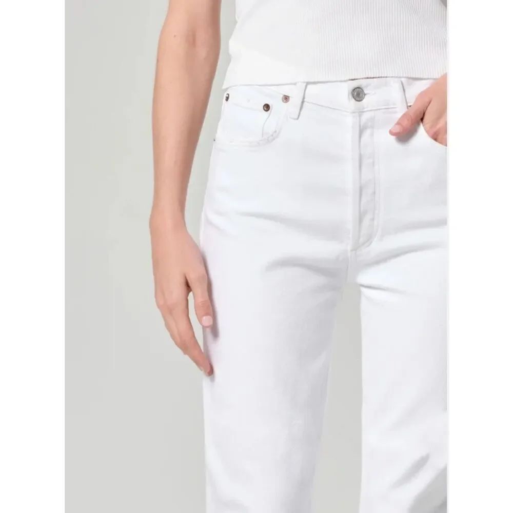 AGOLDE Riley High Rise Straight Crop (stretch) jean in the color White